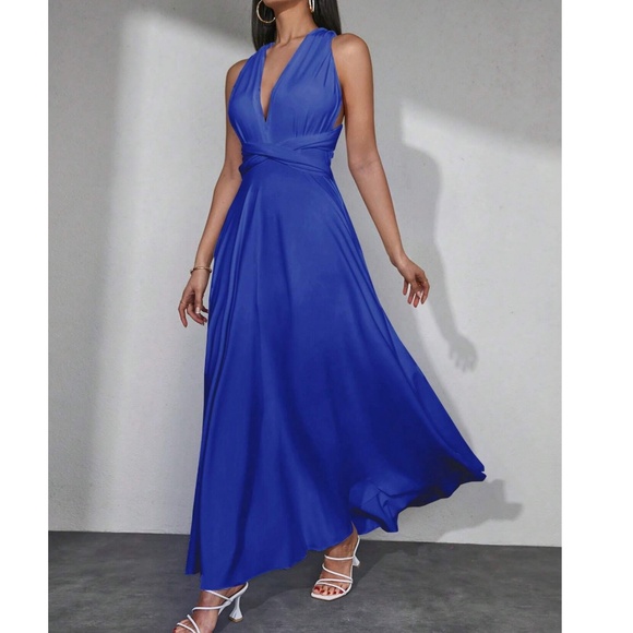 Luxe Light Blue 4 way Adjustable High Waisted Party Evening Occasion Dre… - Picture 4 of 7